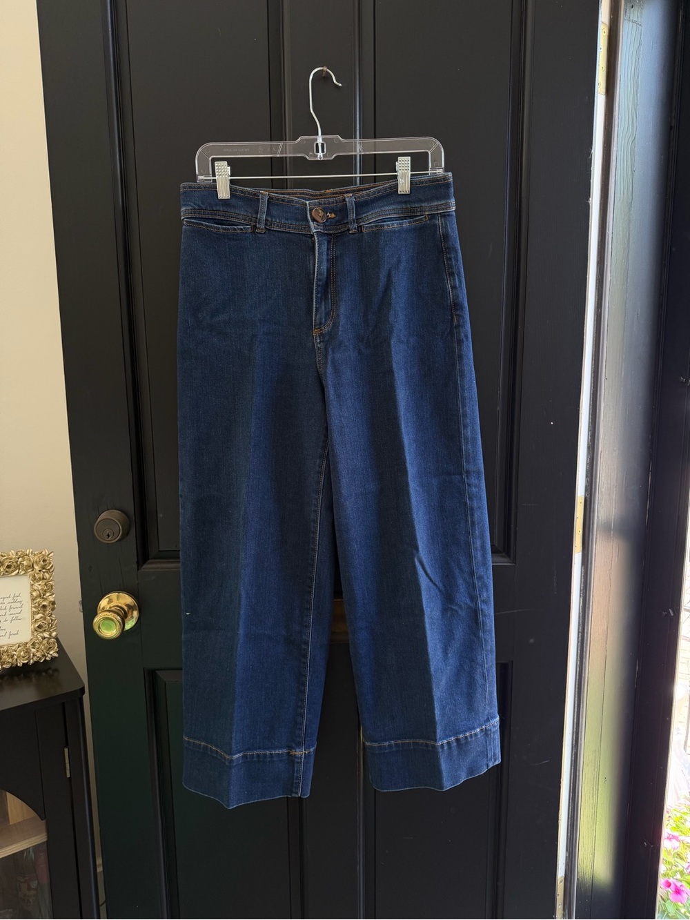 Ann Taylor Wide-Leg Jeans in Deep Blue Denim